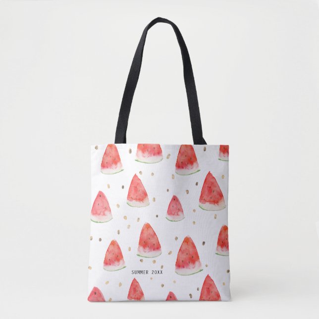 Tote Bag Watercolor Watermelon Slices Personnalisé été (Devant)