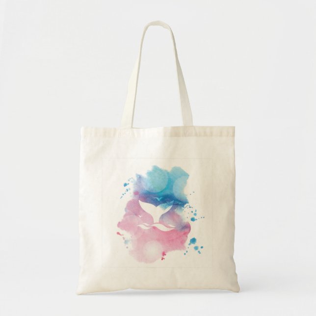 Tote Bag Watercolor whale (Devant)
