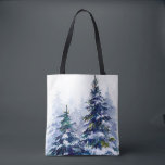 Tote Bag Watercolor winter forest Christmas tree<br><div class="desc">Watercolor winter forest Christmas tree est une illustration painting illustration</div>