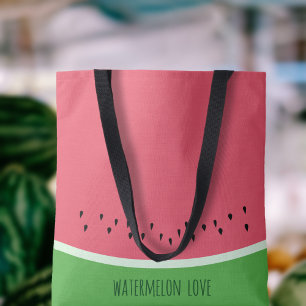 Tote Bag Watermelon Love Personnalisé rose et vert été