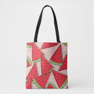 Tote Bag watermelon slices with pink background seamless pa
