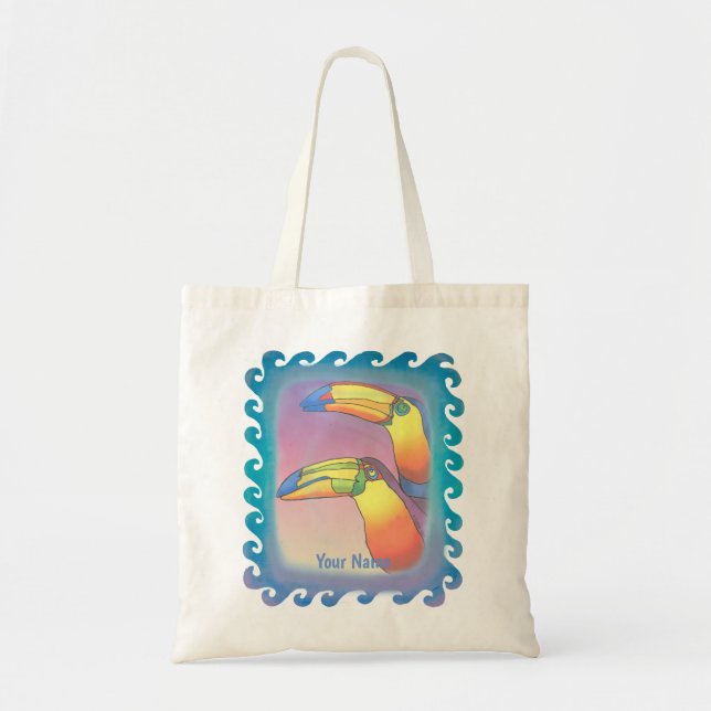Tote Bag Wavy Two Toucans  (Devant)