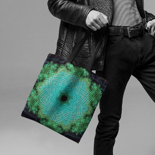 Tote Bag Weaver Mandala bleu et vert (Créateur téléchargé)