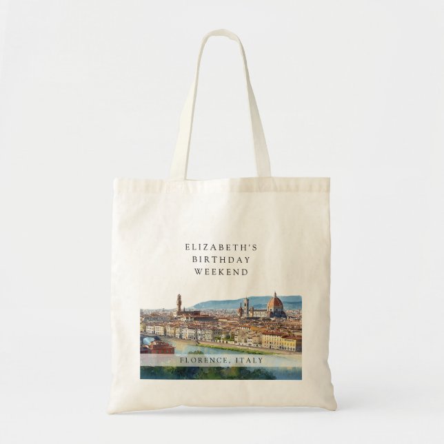 Tote Bag Week-end d'anniversaire à Florence en aquarelle (Devant)