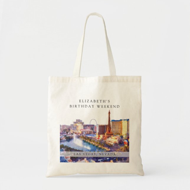 Tote Bag Week-end d'anniversaire aquarelle sur la skyline d (Devant)