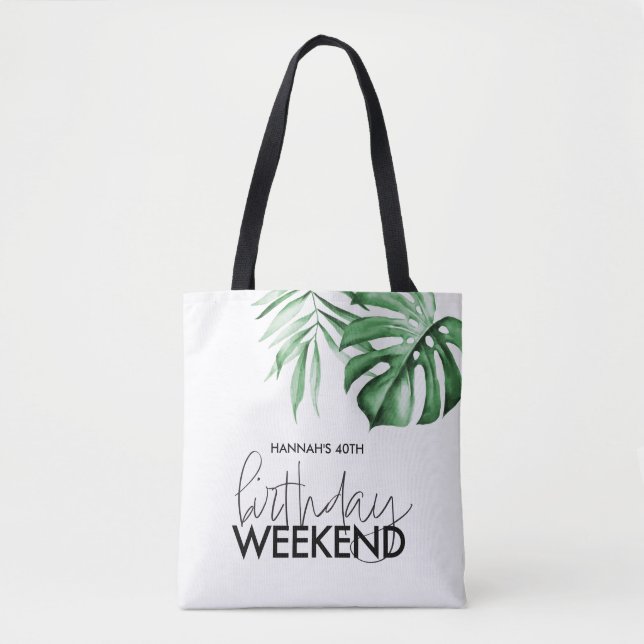 Tote Bag Week-end d'anniversaire tropical Fourre-tout perso (Devant)