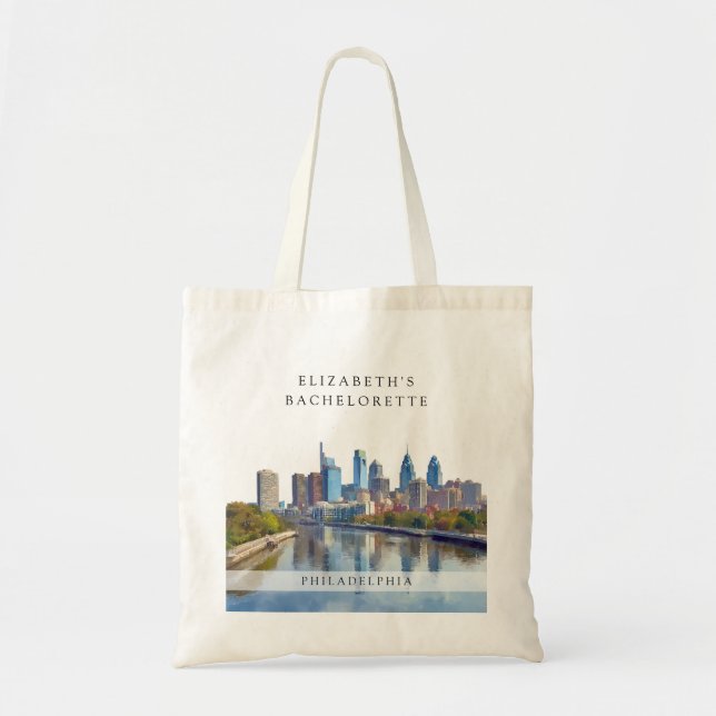 Tote Bag Week-end de célibataire aquarelle à Philadelphie (Devant)