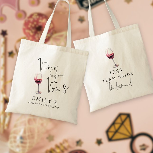 Tote Bag Week-end de Voeux avant Vino Demoiselle d'Honneur  (front and back view)