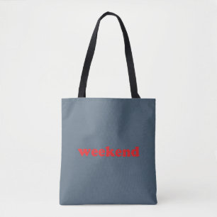 Tote Bag "week-end" rouge bleu / gris