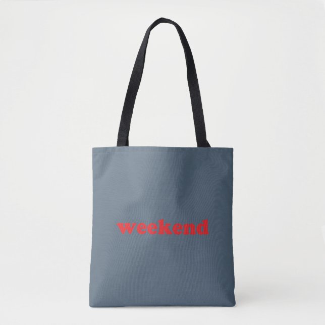Tote Bag "week-end" rouge bleu / gris (Devant)