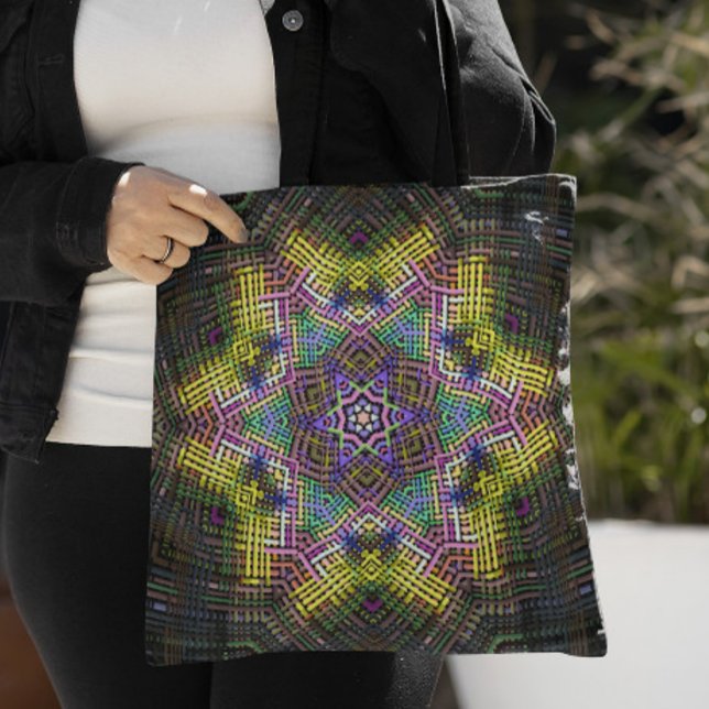 Tote Bag Weer Mandala jaune rose et vert (Créateur téléchargé)