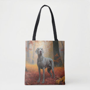 Tote Bag Weimaraner dans les feuilles d'automne tombantes i