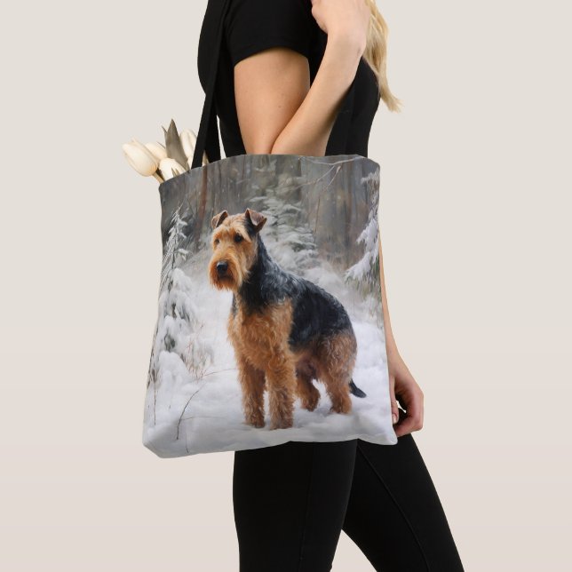 Tote Bag Welsh Terrier Qu'il neige Noël  (De près)
