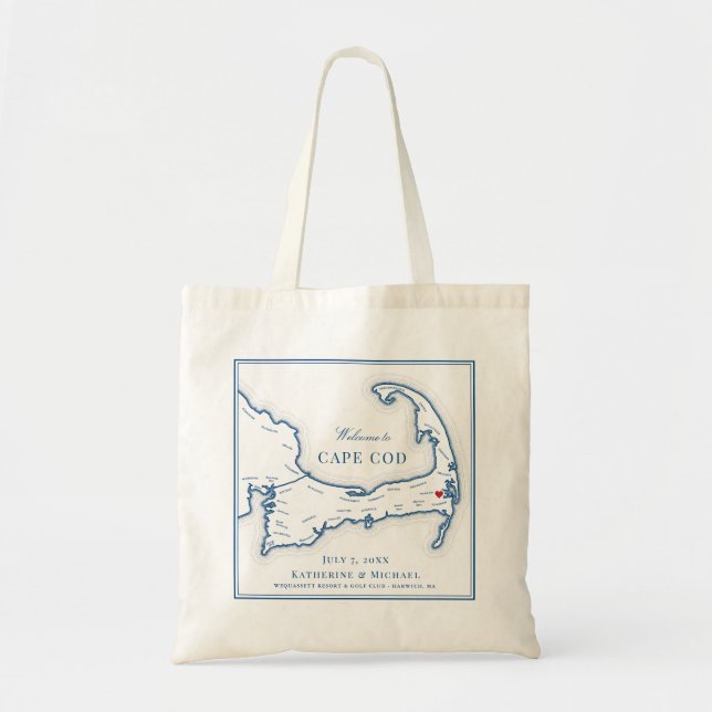 Tote Bag Wequassett Resort Harwich MA Mariage Bienvenue (Devant)
