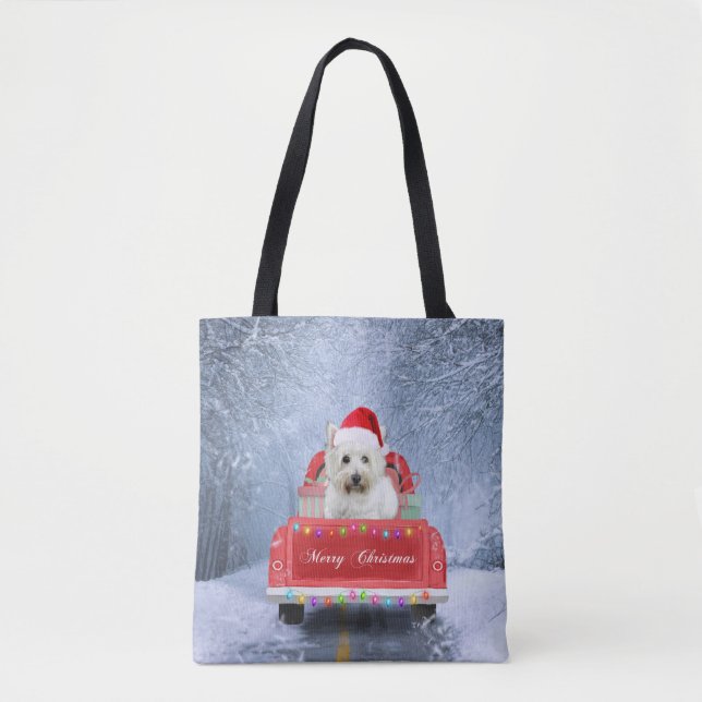 Tote Bag West Highland White Terrier Dog dans la neige (Devant)