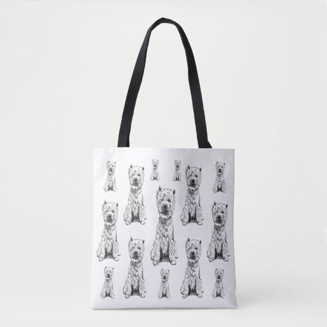 Tote Bag West Highland White Terrier. "Westy" - Pattern (Devant)