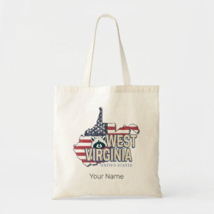 Tote Bag West Virginia États-Unis Carte Retro Vintage USA