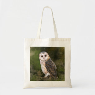 Tote Bag Western Barn Owl - Migned Watercolor Painting Art