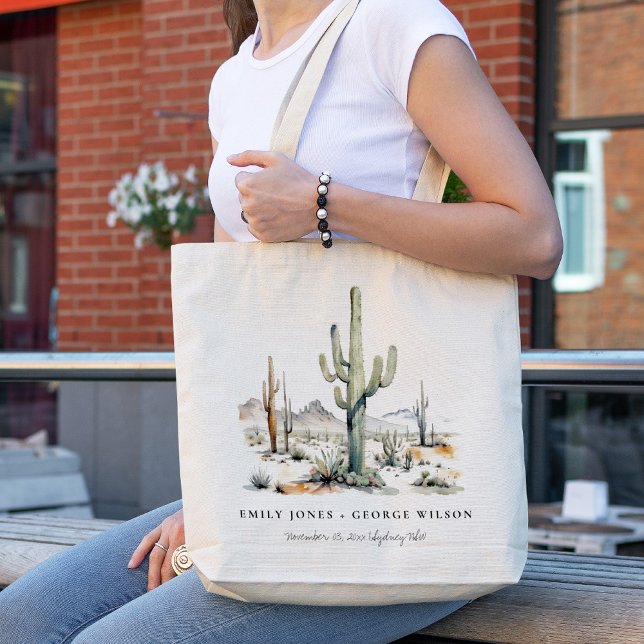 Tote Bag Western Boho Cactus Mariage du paysage du désert (Créateur téléchargé)