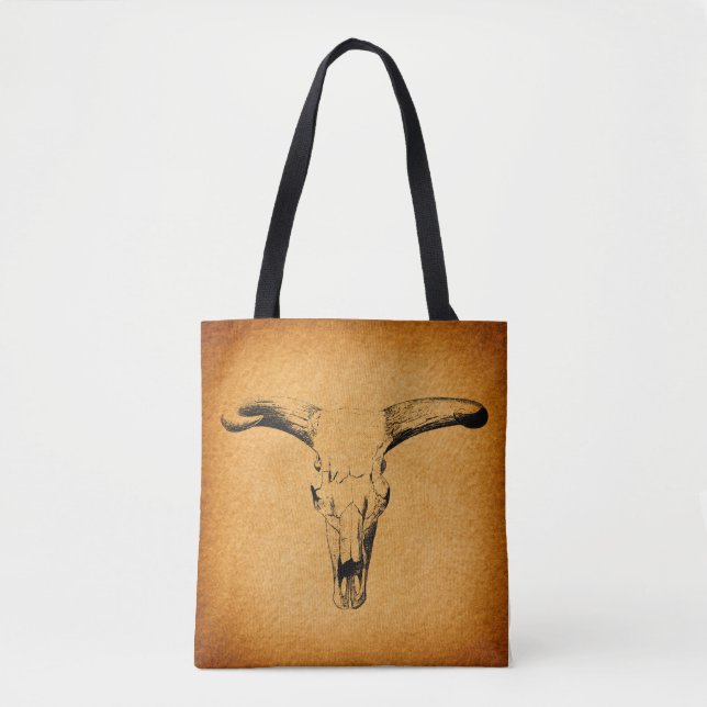 Tote Bag Western Bull Horns (Devant)