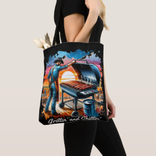 Tote Bag Western Cowboy BBQ Grillin' et Chillin'