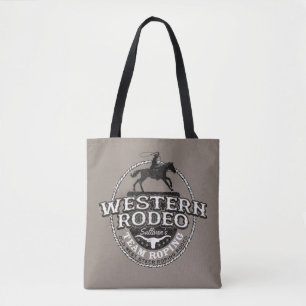 Tote Bag Western Rodeo AJOUTER NOM Old West Steer Roping Ro