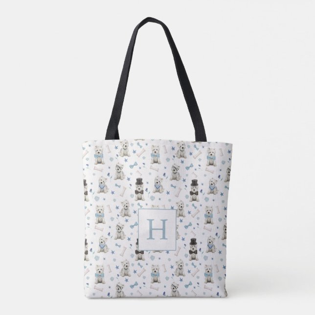 Tote Bag Westie Blanc avec Accessoires Monogramme (Dos)