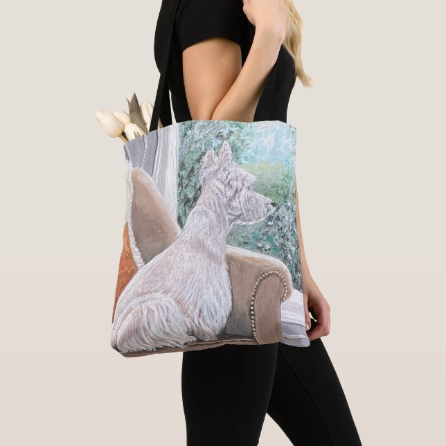 Tote Bag Westie regardant par une fenêtre (De près)