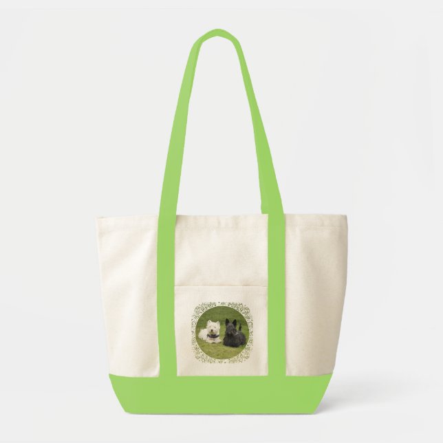 Tote Bag Westie & Scottie Gazon Vert (Devant)