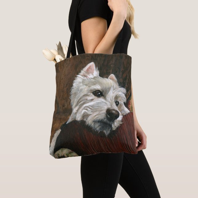 Tote Bag Westie sur canapé (De près)