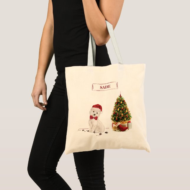 Tote Bag Westin Funny Chien de Noël avec arbre (Devant (produit))