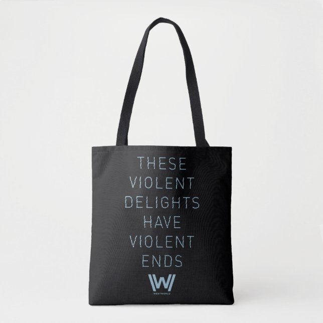 Tote Bag Westworld | Citation de typographie "Plaisirs viol (Devant)