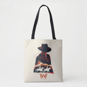 Tote Bag Westworld   Homme en Silhouette du désert noir