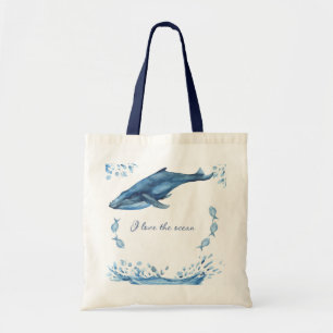 Tote Bag Whale. I Love the Ocean.
