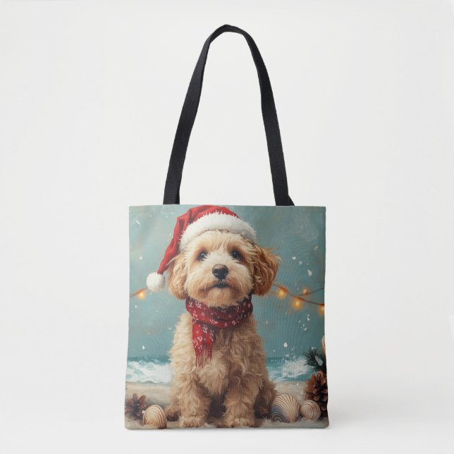 Tote Bag Wheaten Terrier Dog Noël Vintage Beach (Devant)
