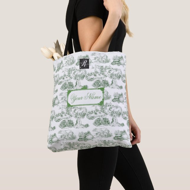 Tote Bag WHEATEN Terrier Green Toile avec nom personnalisé (De près)