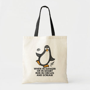 Tote Bag When in Danger or in Doubt Funny Penguin Graphic