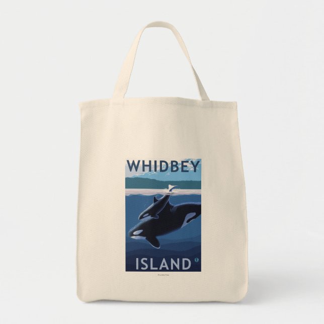 Tote Bag Whidbey Island, Washington Orca et Calf (Devant)