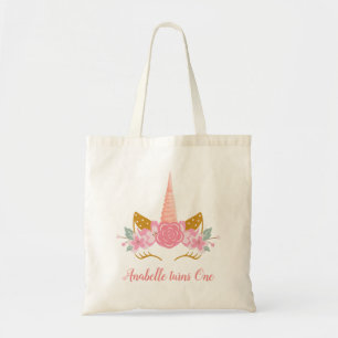 Tote Bag Whimsical Blush Rose Unicorn Horn Girls Anniversai