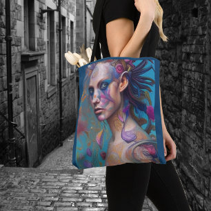 Tote Bag Whimsical Girls Face Nymph Fairy Witch Magical Tot