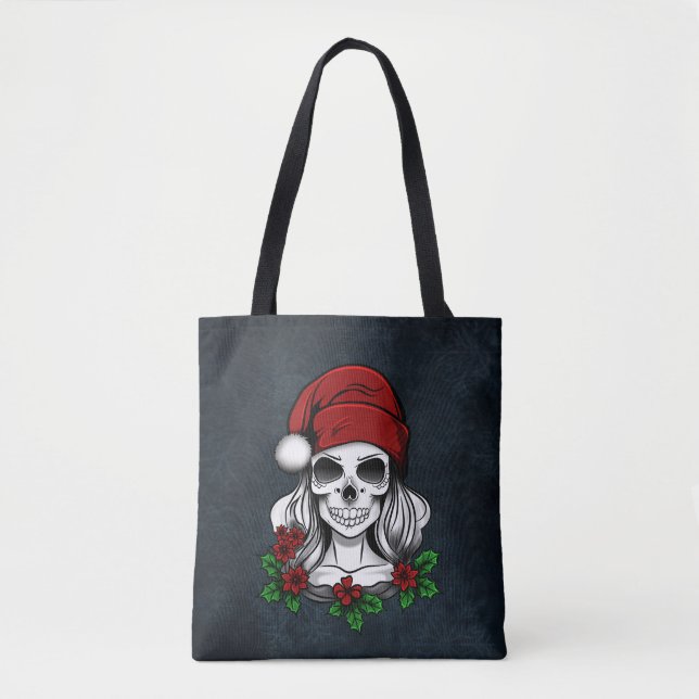Tote Bag Whimsical gothique Père Noël Crâne Noël (Devant)