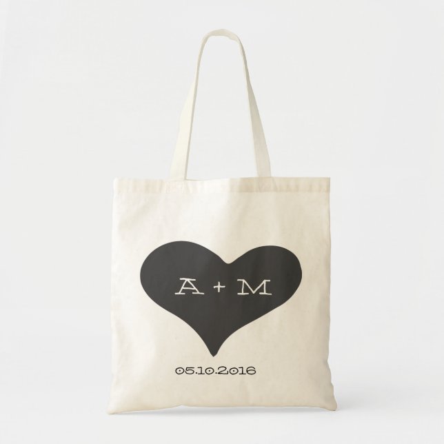 Tote Bag Whimsical Heart Monogram Mariage Fourre-tout (Devant)