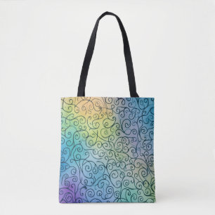 Tote Bag Whimsical noir Motif Abstrait coloré