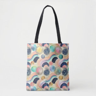 Tote Bag Whimsical Pastel Rainbow Waves & Parties scintilla