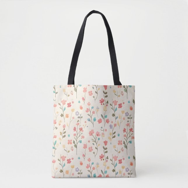 Tote Bag Whimsical Pastel Wildflower Meadow (Devant)