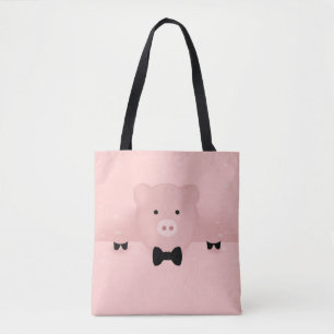 Tote Bag Whimsical pink pig cute Farm Animal