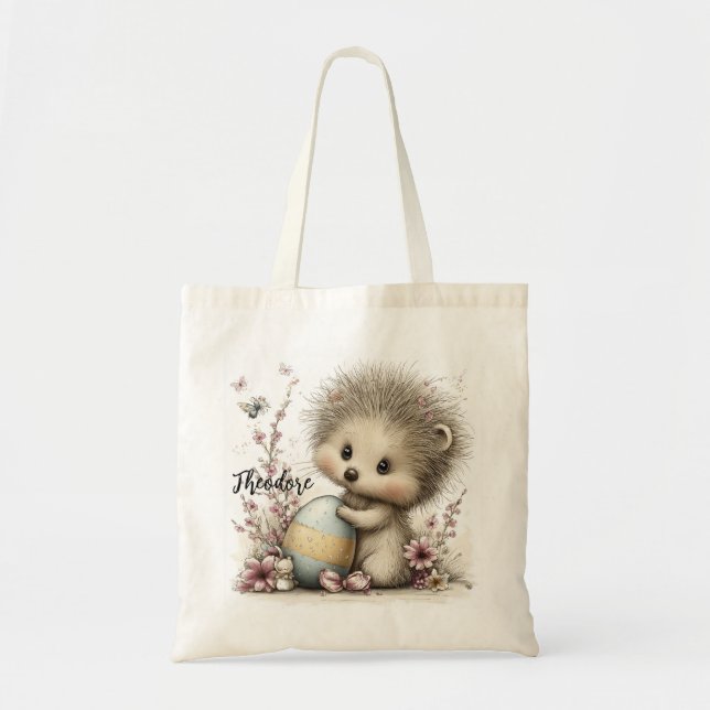 Tote Bag Whimsical Spring Hedgehog Illustration (Devant)
