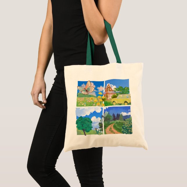 Tote Bag Whimsical Summer Countryside (Devant (produit))