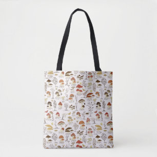 Tote Bag Whimsical Woodland Champhrooms Motif