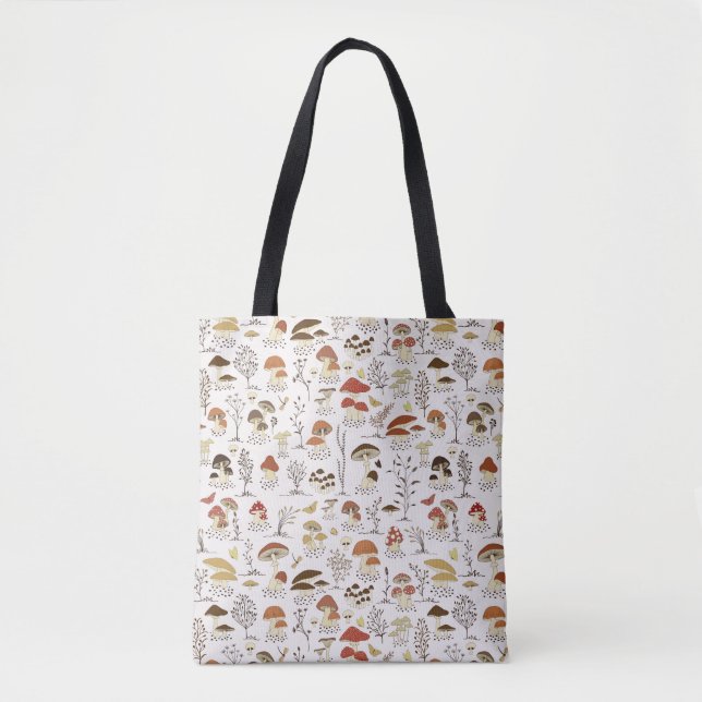 Tote Bag Whimsical Woodland Champhrooms Motif (Devant)